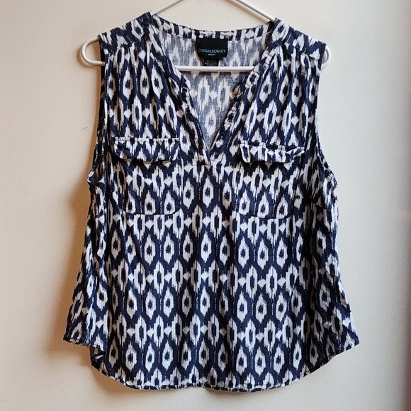 Cynthia Rowley Tops - Cynthia Rowley Woman Sleeveless Linen Aztec Blouse Size 1X